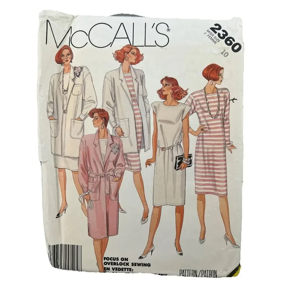 McCalls Sewing Pattern 2360 Coat Jacket Dress Career Capsule Wardrobe Uncut 10